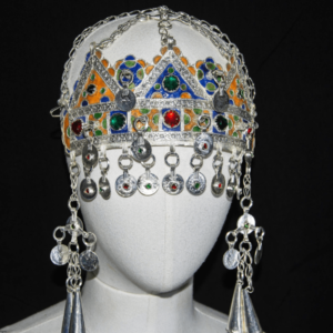 TAOUNZA Berber Amazigh Headdress Silver, enamel, and glass beads