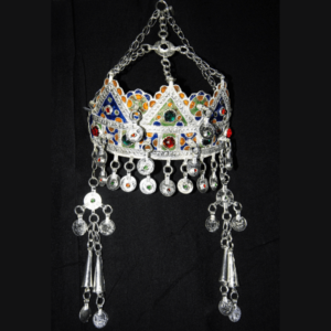 TAOUNZA Berber Amazigh Headdress Silver, enamel, and glass beads