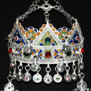 TAOUNZA Berber Amazigh Headdress Silver, enamel, and glass beads