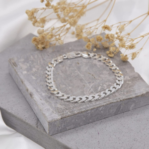 Unleash Your Style with a Timeless Silver Men's Curb Chain Bracelet | Buy Now!