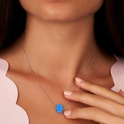 Discover Serenity with our Blue Hamsa Necklace | Buy Now for Spiritual Elegance